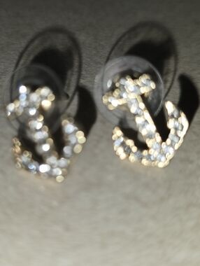 Gold Anchor Crystal Stud Earrings for Women